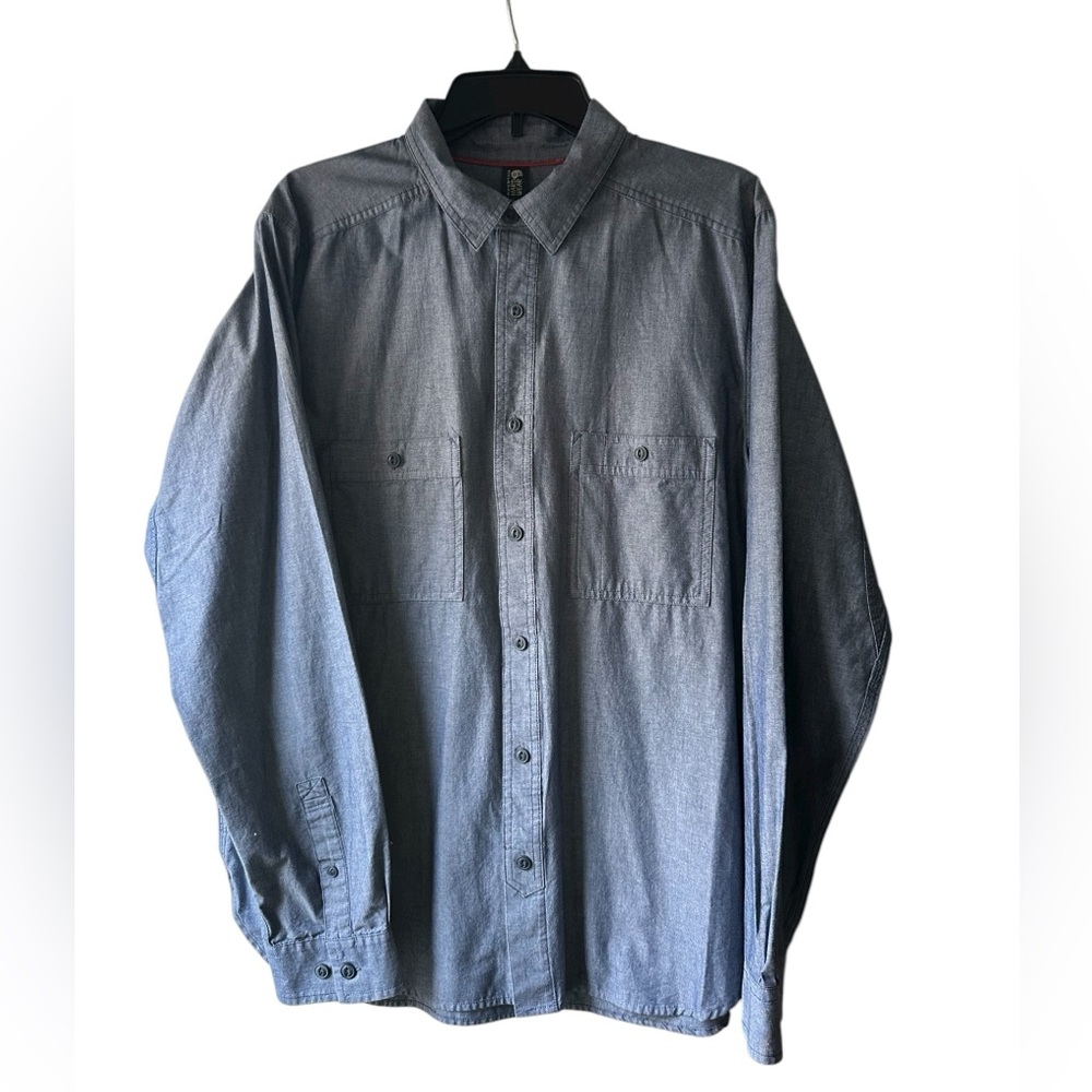 NWT Men's Casual Button Down 100 Percent Cotton Work Shirt - Blue